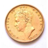 George IV Sovereign 1829, bare head, a f