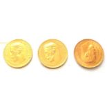 Russia, 3 x Gold 5 Roubles 1898, 1900 &