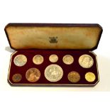 Proof Set 1953, 10 coins farthing to cro