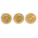 Russia, 3 x Gold 5 Roubles 1898, 1899 &