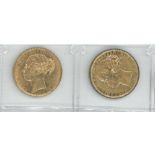 Victoria, 2 x Sovereigns: 1880 & 1880M,