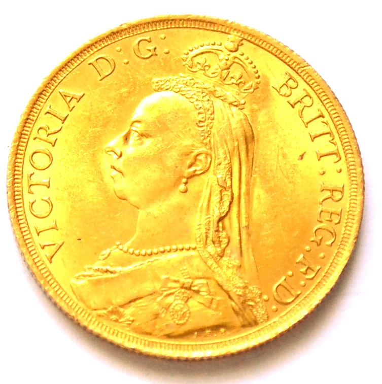 Victoria, Gold £2 1887, 15.9g, minor con