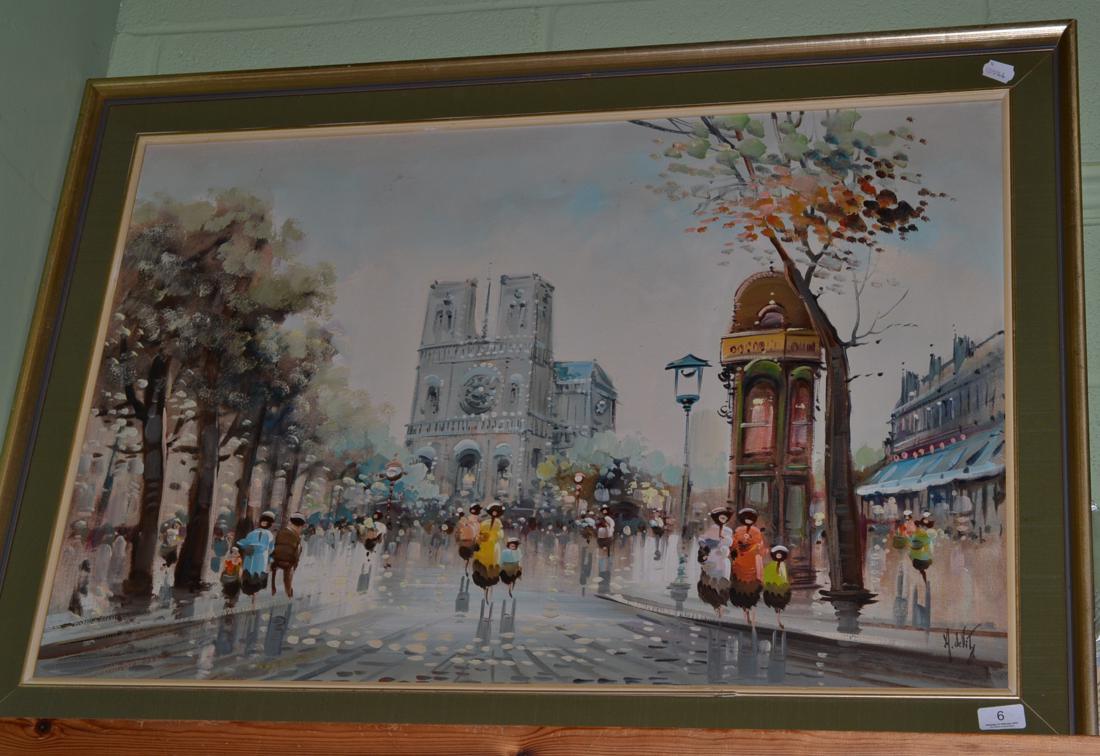 Andrea de Vity, Paris street scene, signed, oil on canvas