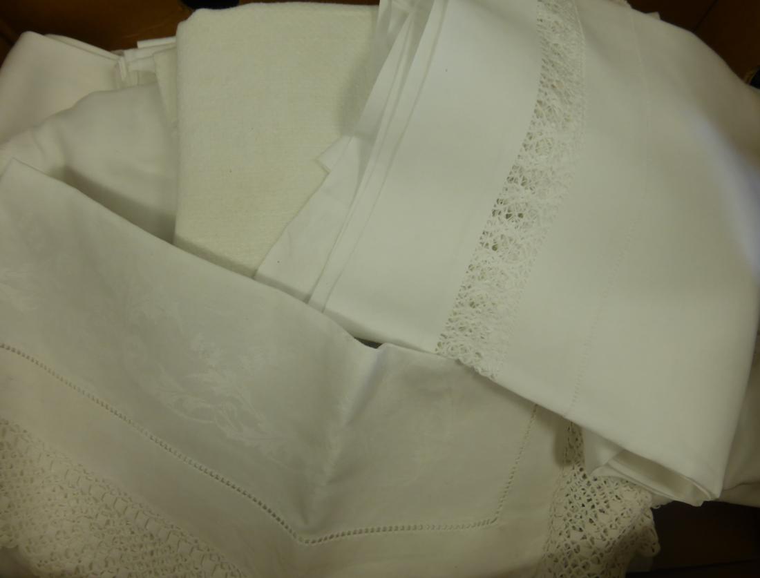 Assorted White Linen including bed linen, pillow cases, table linen, napkins etc (three boxes) - Image 3 of 4