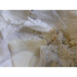 Assorted White Table Linen, table cloths, bed linen, crochet work etc (in two boxes)