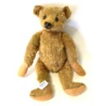 Early Steiff Yellow Plush Jointed Teddy Bear with boot button eyes, stitched and repaired nose, no