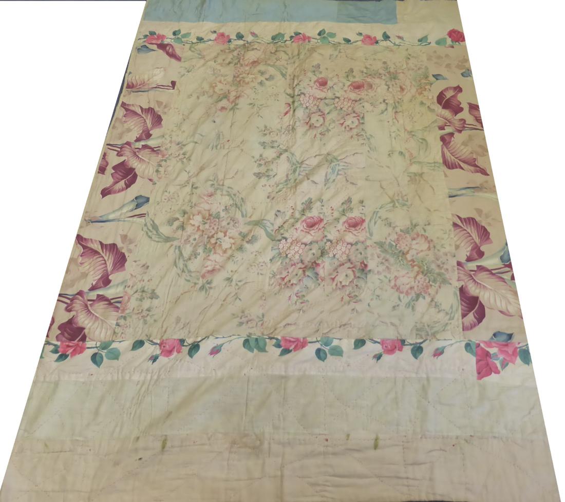 Assorted Textiles and Bed Covers including a circa 1930's cream and floral printed bed canopy, - Image 6 of 6