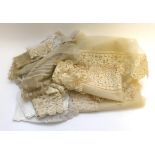 Honiton Lace Trimmed Veil, 110cm by 195cm, bonnet veil,  collars, cuffs, and trimmed handkerchiefs