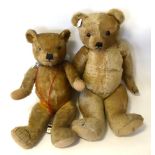 Circa 1940's Merrythought Jointed Teddy Bear in yellow plush with glass eyes, stitched nose and