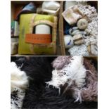 Assorted Costume Accessories and Sewing Items including a lace makers pillow, bobbins, lace