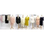 Assorted Modern Costume including a Patrick Casey yellow silk shift dress and jacket appliqued