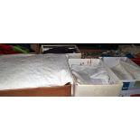 A large quantity of assorted white linen, textiles, costume, embroidered linens etc (ten boxes)