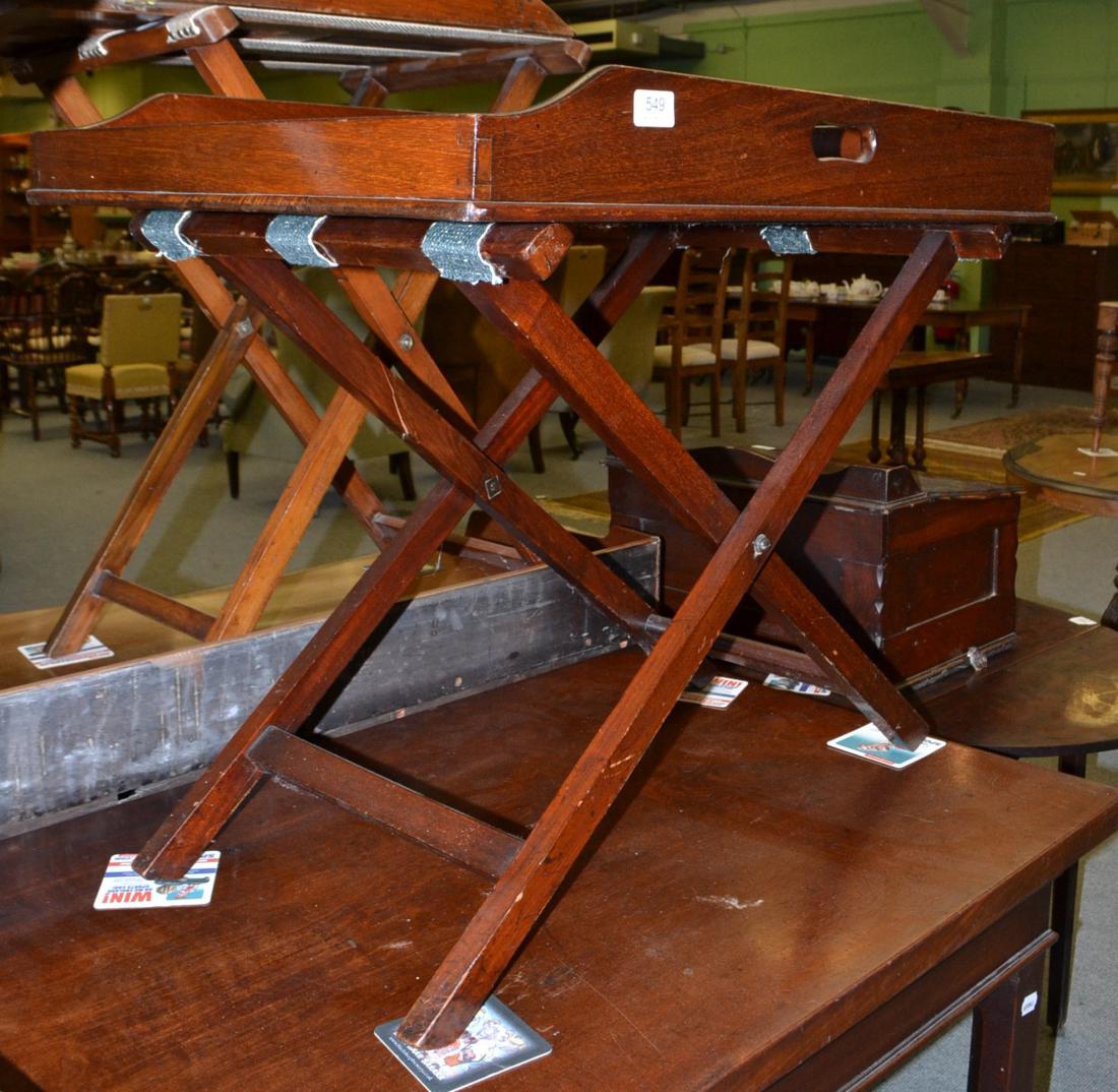 A mahogany butler's tray on stand