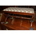 A Victorian rosewood x-framed stool with drop-in seat