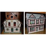 Two oak Captain's chairs (a.f.) and two dolls houses