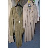 Thierry Mugler green suede dress (size 38) and a Burberry trench coat with checked lining (2)