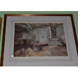 After Sir William Russell Flint, Figures in an interior, signed, colour reproduction