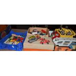 A collection of playworn Dinky, Matchbox, Tonka and other toys, board games, vintage games, etc (