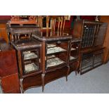 An oak bookcase with leaded glass door, an Edwardian chiffonier base and a dwarf bookcase with