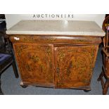 An 18th century walnut and floral marquetry double door cabinet (the top section to a scriptor)