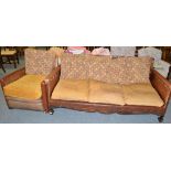 Leather settee and armchair