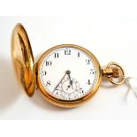 A 9ct gold full hunter pocket watch