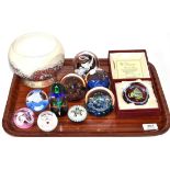 Caithness paperweights, Perthshire paperweight, Selkirk glass bowl, etc