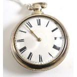 A silver pair cased verge pocket watch, movement signed Geo Fowler, Doncaster