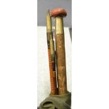 An early 16ft 3inch double handed split cane salmon rod, no maker's name, with steel centre, agate