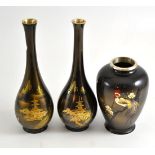 Three Oriental bronze vases