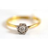 A diamond solitaire ring, estimated diamond weight 0.20 carat approximately