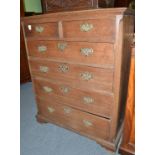 A George III oak and pine six drawer chest