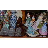 A quantity of assorted Capodimonte and Doulton figures, 19th century Chinese vase and a Canton