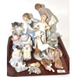 Lladro figures including clowns, dogs, etc