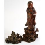 Chinese carved soapstone figure of an immortal and one other (2)