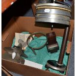 An Art Deco chrome plated and stained wood table lamp and an Art Deco lamp (2)