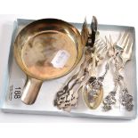 An Asprey silver ashtray, a silver spoon and a quantity of electroplate