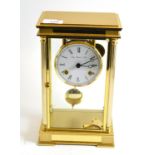 A gilt brass cased four glass mantel clock, signed Franz Hermle to dial and movement, striking on