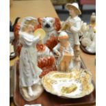 Staffordshire dogs, pill maker and figures