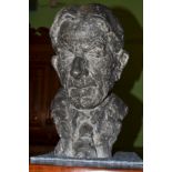 A cast metal bust