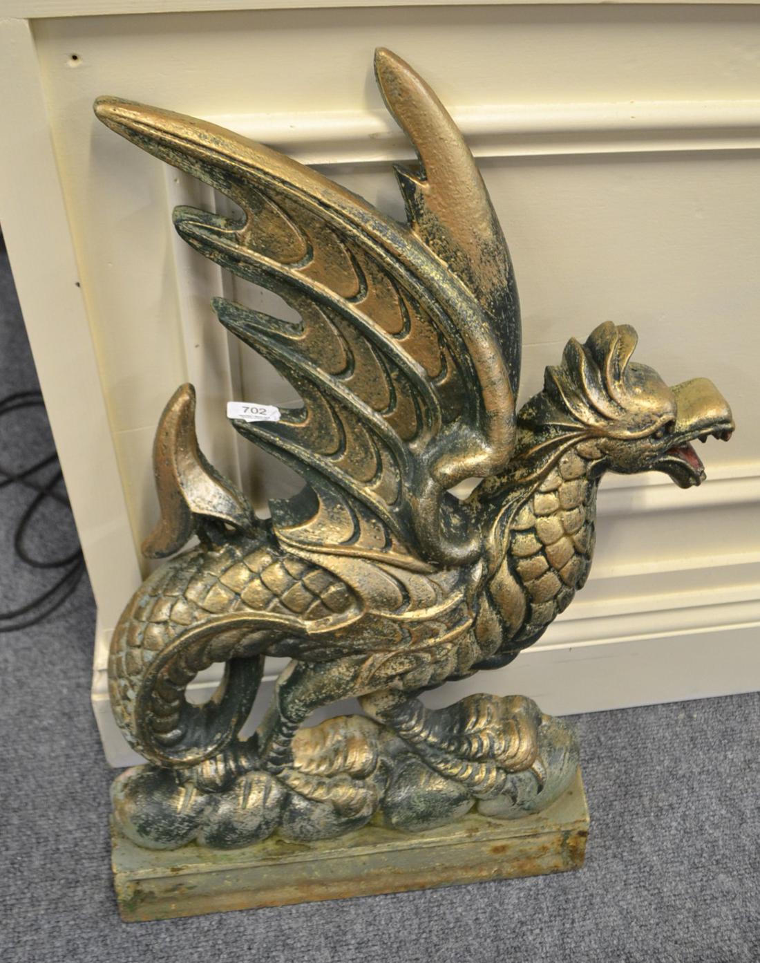 Pair of cast iron Wyverns - Image 2 of 3