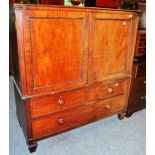 A 19th century mahogany dwarf linen press