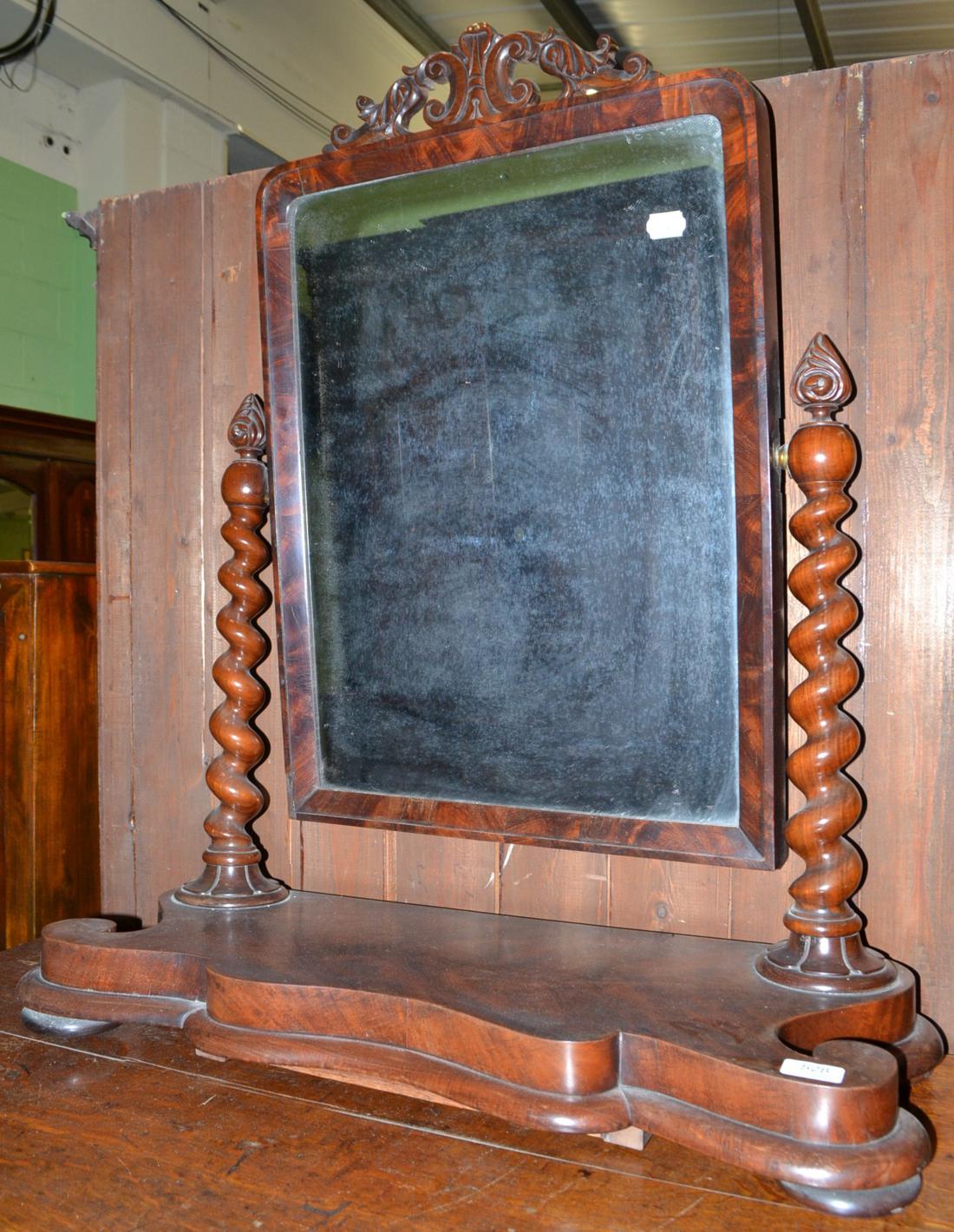 A William IV mahogany dressing table mirror