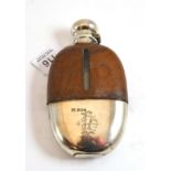 A hip flask with silver mounts, F C Ashman & Co, Sheffield, 1904