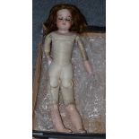 Armand Marseille 370 bisque shoulder head doll, with kid leather jointed body