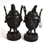 Pair of Japanese bronze koros