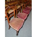 A set of five Victorian walnut dining chairs