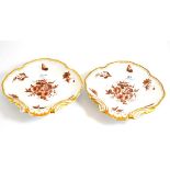 A pair of Derby quatrefoil shaped dessert plates