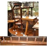 Two Yorkshire made stools, a pine coat rack and a mahogany plant stand (4)