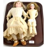 Bisque socket head doll impressed SHC (L) '905', with blonde wig, sleeping blue eyes, closed